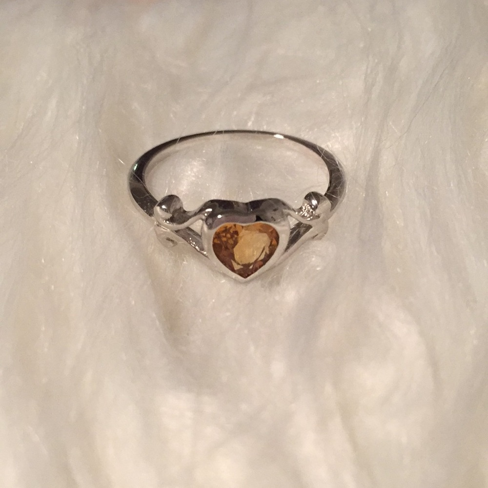 Sterling silver ring with yellow stone